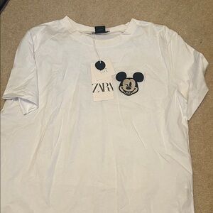 Zara White Tee with Iconic Mouse Graphic